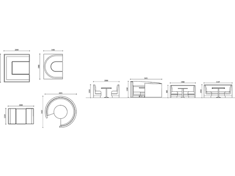 各类餐厅卡座cad大样图 