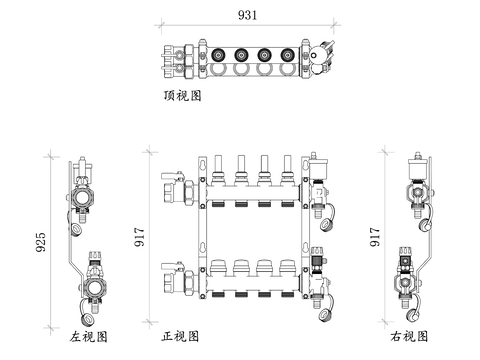  地暖分水器CAD施工圖 