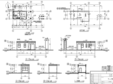  現(xiàn)代門衛(wèi)室 門房 大門值班室 保安室 大門入口cad施工圖 