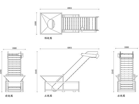  钢质输送机提升带四视图钢质输送机提升带四视图cad大样图 