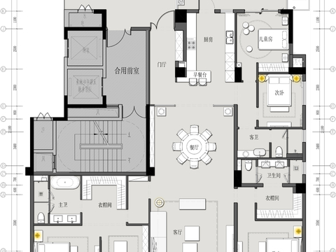  280㎡大平层住宅CAD平面图 