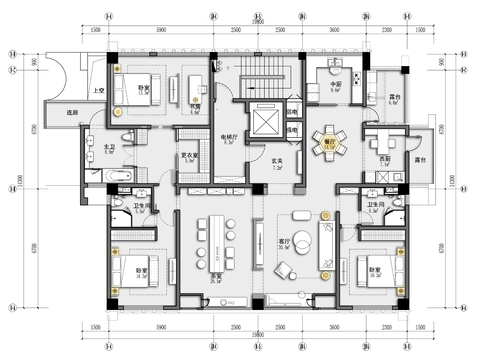 大平层家居住宅CAD平面图 