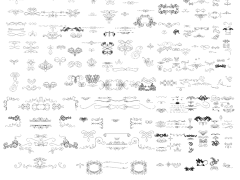  奶油风花纹CAD图库 