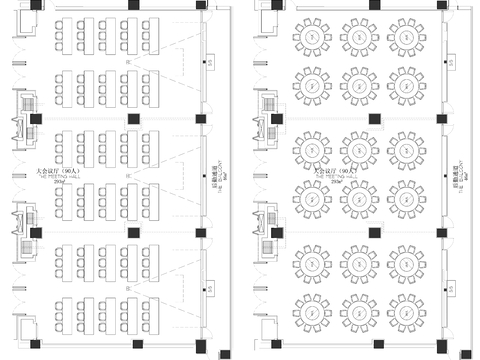  宴会厅大会议厅 多功能厅cad平面图 