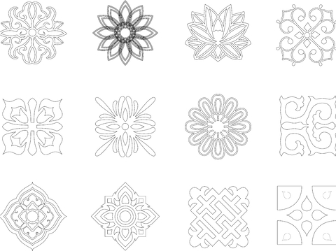  中式传统图案 吉祥图案 中式花纹cad图库 