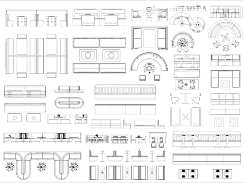  现代桌椅 餐厅桌椅 沙发卡座 火锅店桌椅 餐饮空间桌椅cad图库 