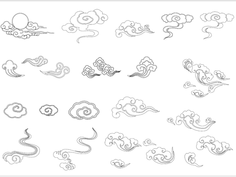  祥云 云朵 云纹 云彩雕花纹路cad图库 