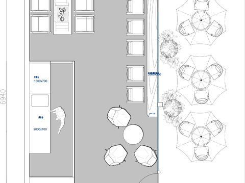  甜品店 餐饮CAD平面图 