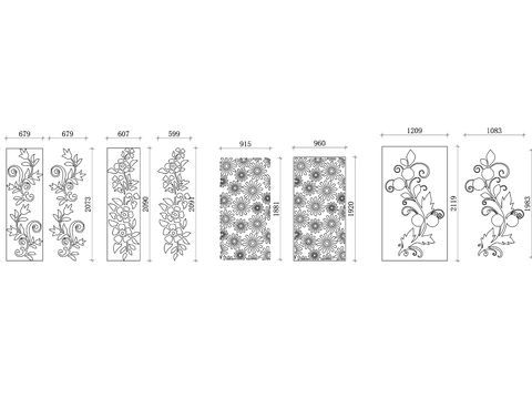  花艺绿植墙CAD平面图 