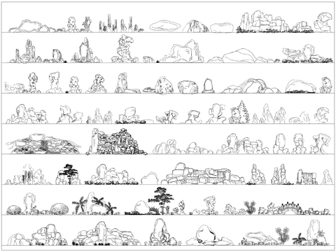  假山石头 假山置石 造景石 太湖石cad图库 