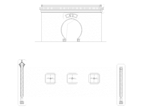  6套组合景墙详图cad大样图 