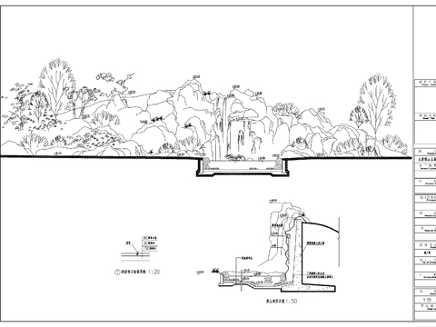  公园假山cad施工图 