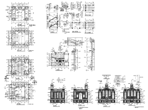  教堂建筑cad施工圖 