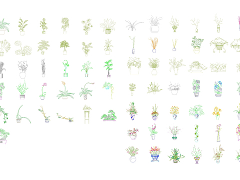  花卉 盆栽立面cad图库 