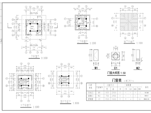 瞭望塔建筑cad施工图 