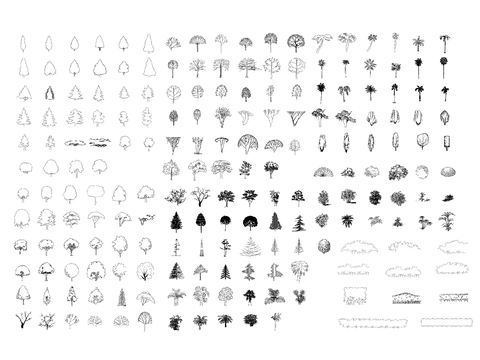  树木立面cad图库 