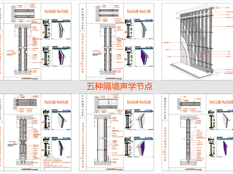  五种隔墙声学节点 