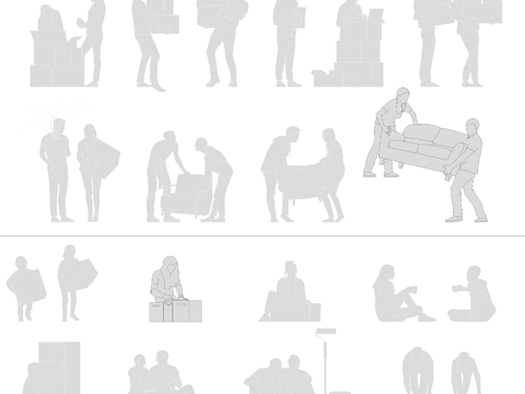  搬东西人物CAD图库 