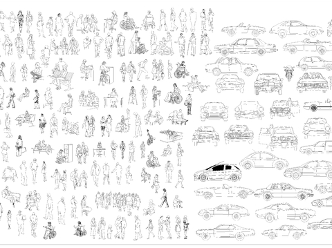  人物汽车CAD图库 