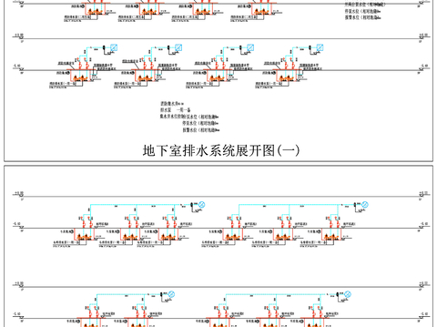  集水坑系统 排水系统展开图 