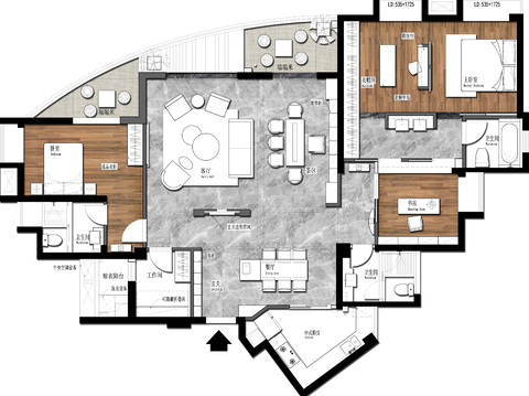  1300平营销中心售楼部cad平面图 