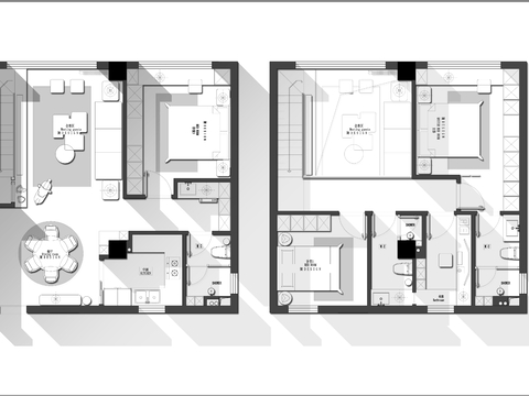  73㎡ LoFo户型cad平面图 
