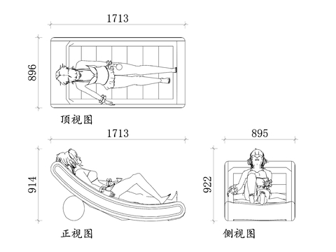  充气沙发床cad立面图 