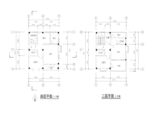  三层别墅cad平面图 