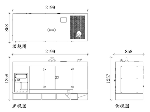  柴油發(fā)電機(jī)cad立面圖 