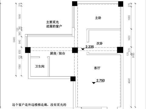  58㎡ 两房户型cad平面图 