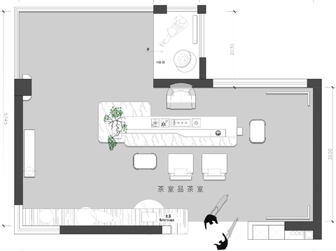  茶室 品茶室CAD平面图 