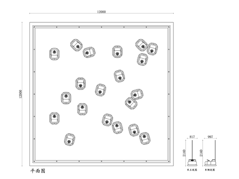  儿童碰碰车游乐场cad平面图 