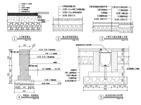  道路铺装cad节点大样图 
