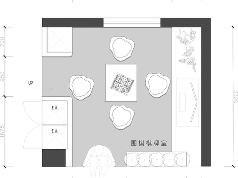  圍棋 棋牌室CAD平面圖 