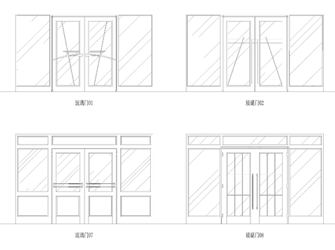  玻璃门CAD平面图 