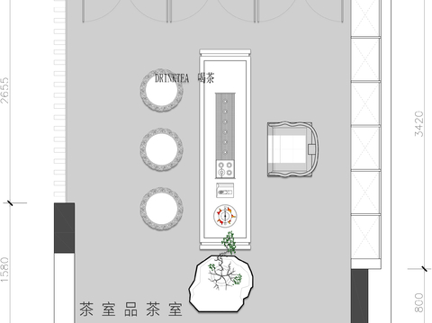  茶室 品茶室CAD平面图 