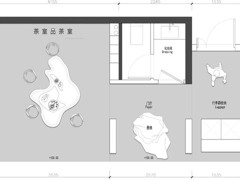  茶室 品茶室CAD平面图 