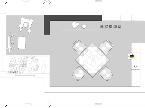  麻將 棋牌室CAD平面圖 