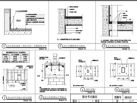  护栏栏杆做法cad节点大样图 