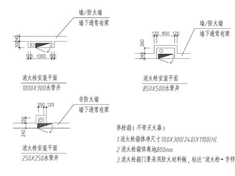  消火栓安装cad节点大样图 