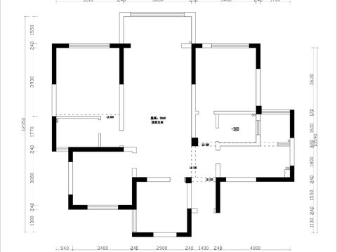  127㎡3+1户型CAD平面图 