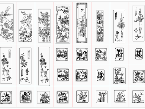  中式雕花雕花板精雕cad图库 