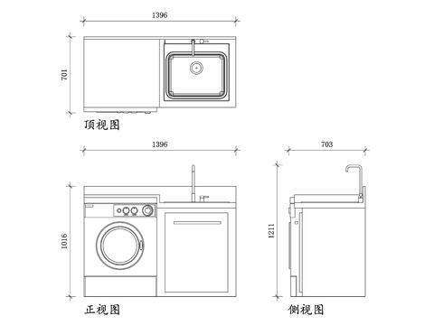  阳台洗衣柜cad立面图 
