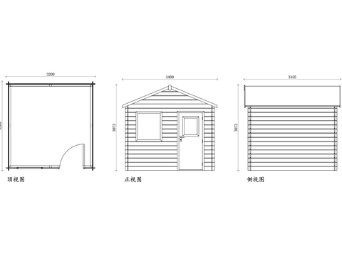  花园木棚cad立面图 