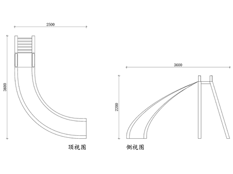  塑料泳池滑梯平立面图cad大样图 