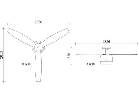  铁质吊扇平立面图cad大样图 