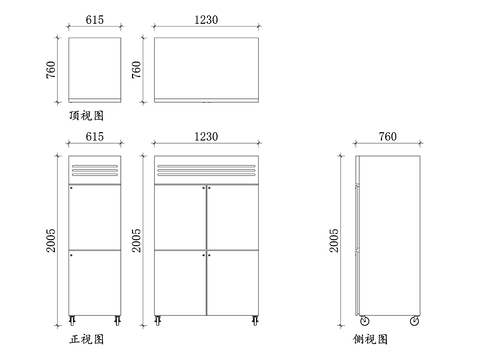  立式冰柜cad立面图 