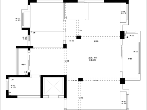  122㎡三房户型cad平面图 