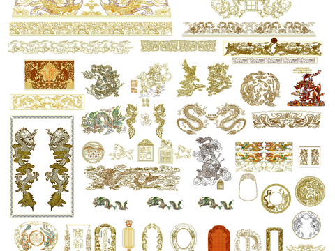  新中式龙纹CAD图库 