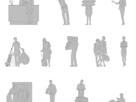  酒店人物CAD图库 